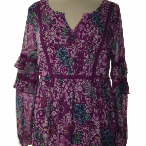 Style & Co.  Purple Floral Top - Picture 1 of 6